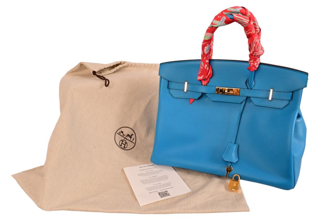 HERMES 2020 Epsom Birkin 35 Blue: Guaranteed authentic with documentation, in Like New, unused condition,