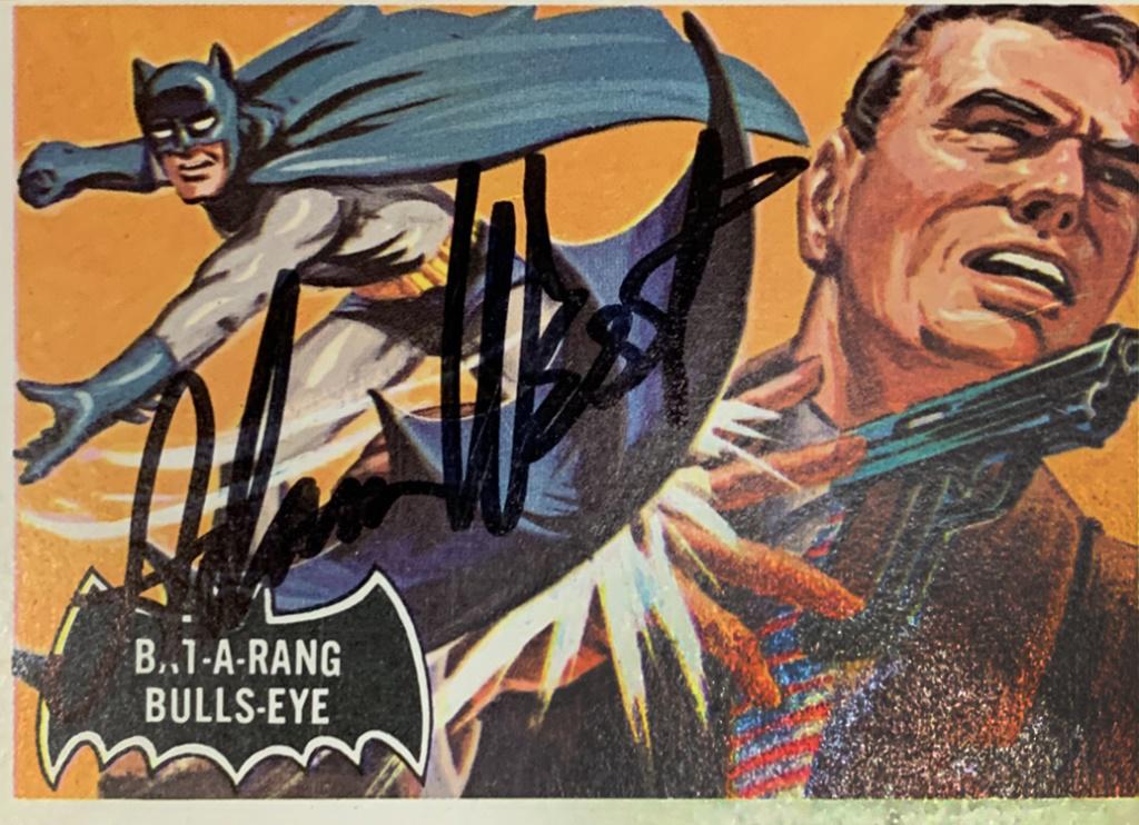 Adam West Batman Signed Trading Card: Adam West Batman signed trading card. Measures 3x4 inches