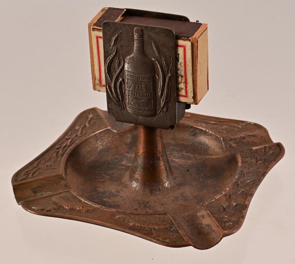 Green River Whiskey Advertisement Ashtray: Combination Ashtray / Match Holder. Green River Whiskey "She Was Bred In Kentucky" Ashtray and Match Holder Owensboro, KY. with Box of W.J. O'Brien Advertisement Stick Matches.