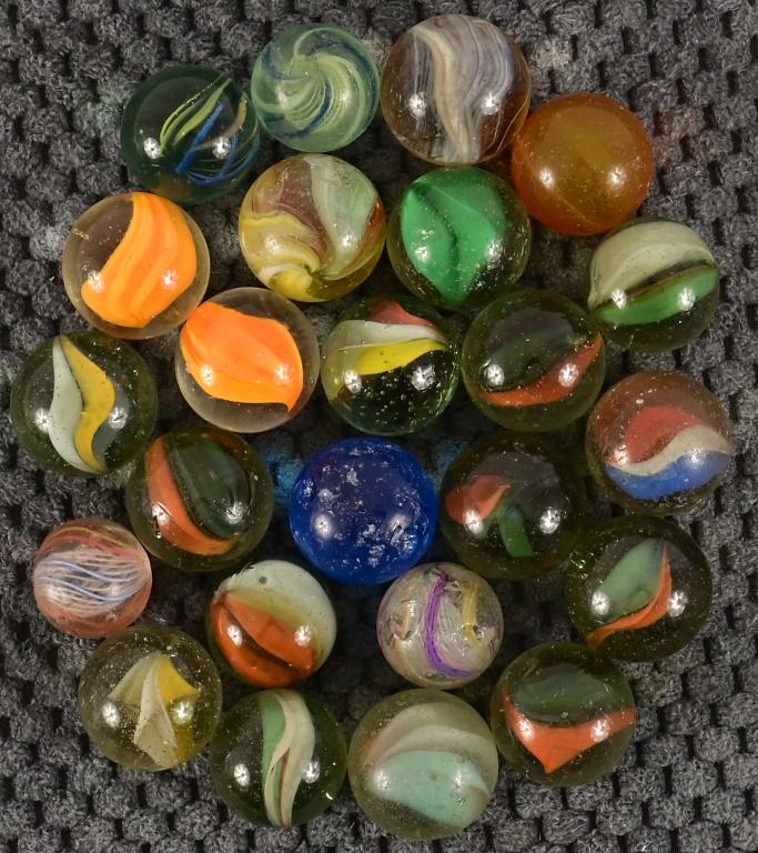 (24) Large Marbles: Approx. 3/4" to 1"