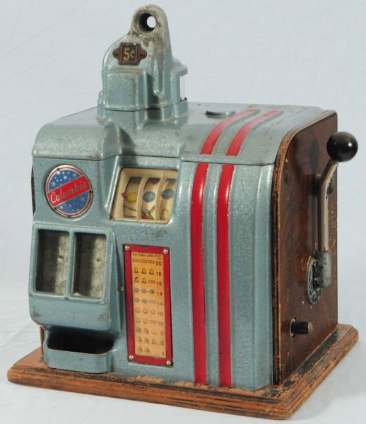 Columbia 5 Cent Slot Machine: Good unrestored condition. Non-working.