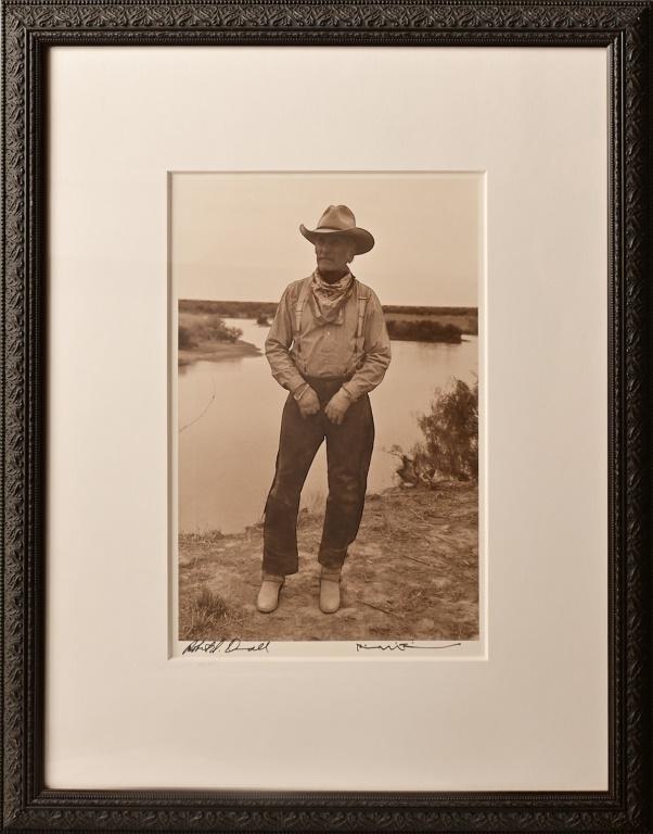 Robert Duvall Signed Lonesome Dove Print: "On The Rio Grande", Signed lower left by Robert Duvall, Bill Wittliff signed lower right. Medium: Archival Pigmented Print Print Size: 17x11 (12.5x8.25) Framed Size: 23x18. Provenance: Bill Wittliff,