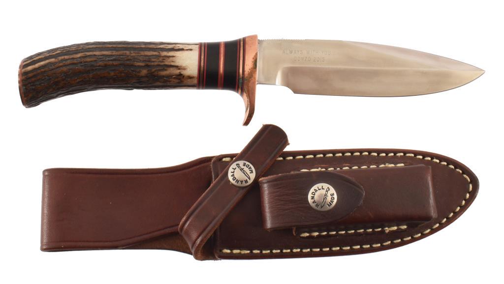 Ted Nugent's Randall Made Hunting Knife: Ted Nugent;s custom made Randall knife. Blade inscribed "Always with you.... Gonzo 2015." Blade 4.875" Overall 9.5" From Ted Nugent;s personal collection. Fully documented.