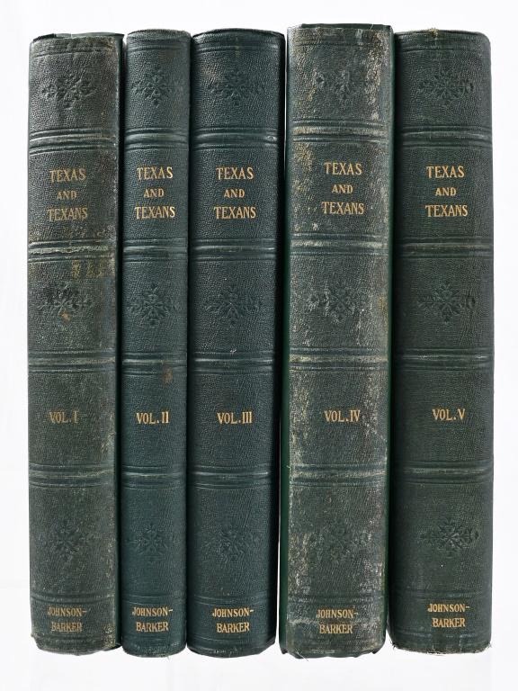Rare "Texas And Texans" First Edition Vols 1-5: By Frank W. Johnson, a Leader in the Texas Revolution. Published 1914 by The American Historical Society.