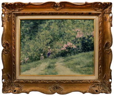 Andre Gisson Original Framed Oil Painting: Landscape oil on canvas 12" x 16". Frame measures 18.5" x 22.5"