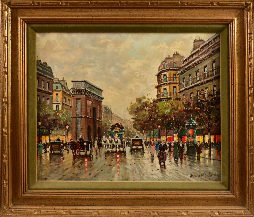 Antoine Blanchard Paris Scene Oil Painting: Oil on canvas 20" x 24"