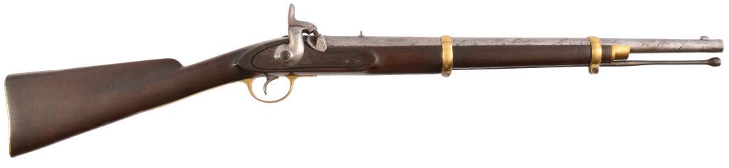 Confederate Cook & Brothers 1864 Musketoon: serial no. 3854 Lockplate marked Cook & Brother Athens, GA 1864 with flag. 21" barrel. Saddle ring bar has been ground off. Antique