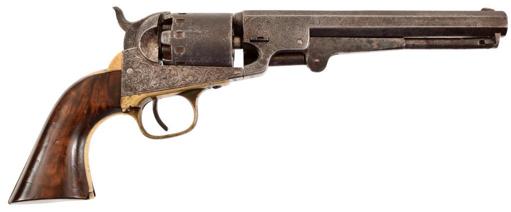 Union Colonel's Engraved Manhattan Revolver: Presentation engraved Manhattan Navy Series III .36 cal revolver, 6.5" octagon bbl, backstrap engraved "To Colonel Frederick A. Starring, From His Friend T.E.G. Ranson". General Frederick Augustus Sta