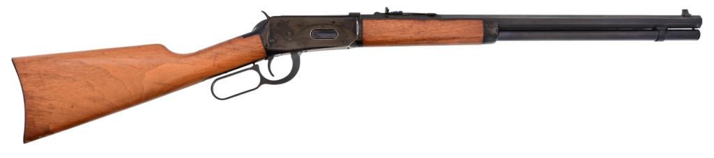 Winchester Model 94 Canadian Centennial SRC .30-30: S/N 19191. Canada Centennial Commemorative 1967. Features 20" barrel, wood stock, saddle ring frame engraved with maple leaves. Octagon barrel with gold lettering "Canadian Centennial 1867-1967".
