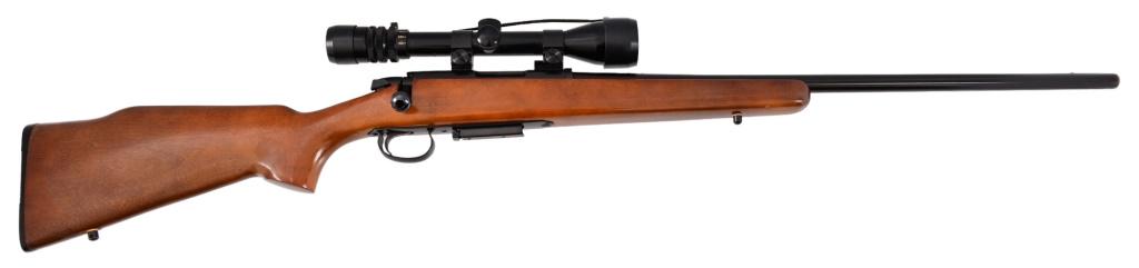 Remington M788 Bolt Action Rifle .222 Rem: S/N A6198572. Heavy 24" barrel. Bushnell 3x9 ScopeChief IV scope. Very good condition. Modern.