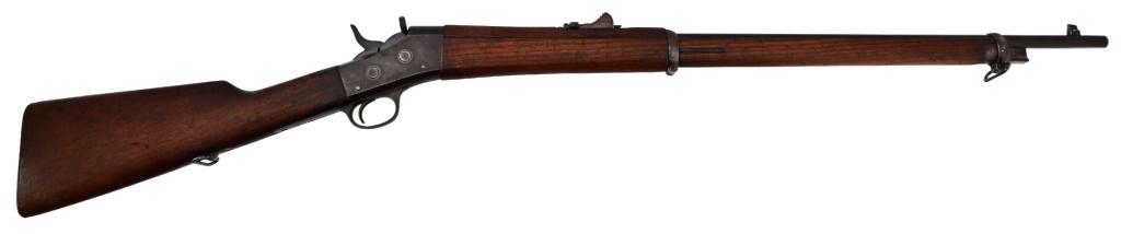 Remington Rolling Block Rifle 7mm: S/N None visible on frame, however "7486" stamped into stock. 7mm - S.M. on 30" Barrel