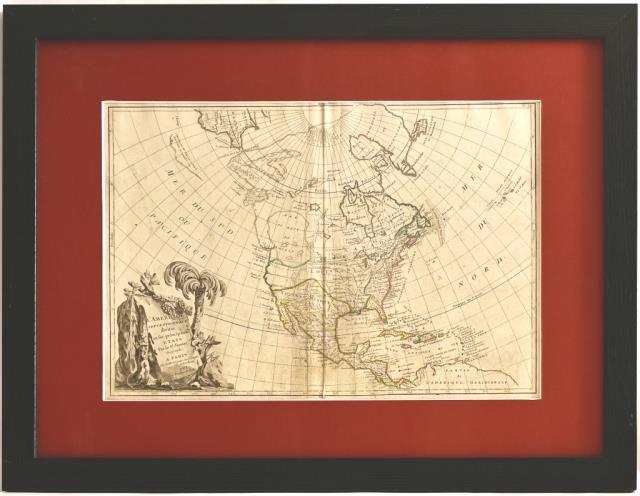1762 French Map of Colonial America: French Map of Texas as part of Nouveau Mexique in 1762. â€œLâ€™Amerique/ Septentrionale/divisee/en ses principaux/Etats.” St. Janvier. Bordeaux, France. Dated 1762. Hand-colored outlini