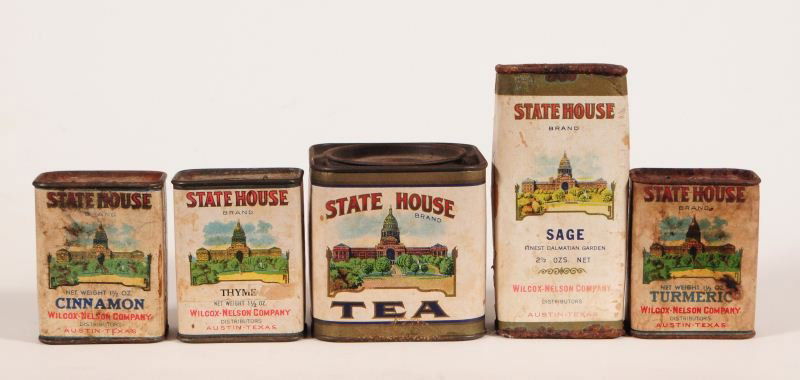 5 State House Austin Texas Spice Tins: Largest Measures 5" Tall