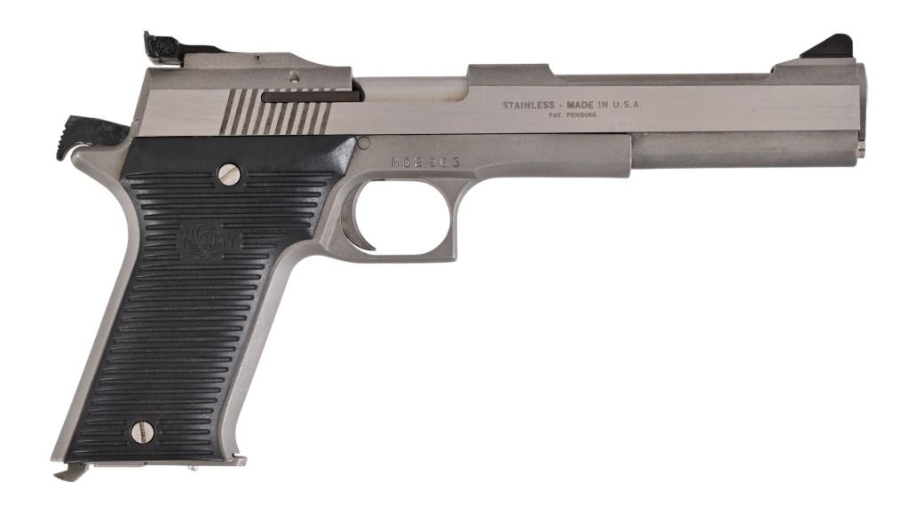 AMT Automag II .22 Magnum Pistol: S/N M02963. Stainless Steel finish, 6" Barrel. Good condition. Modern.
