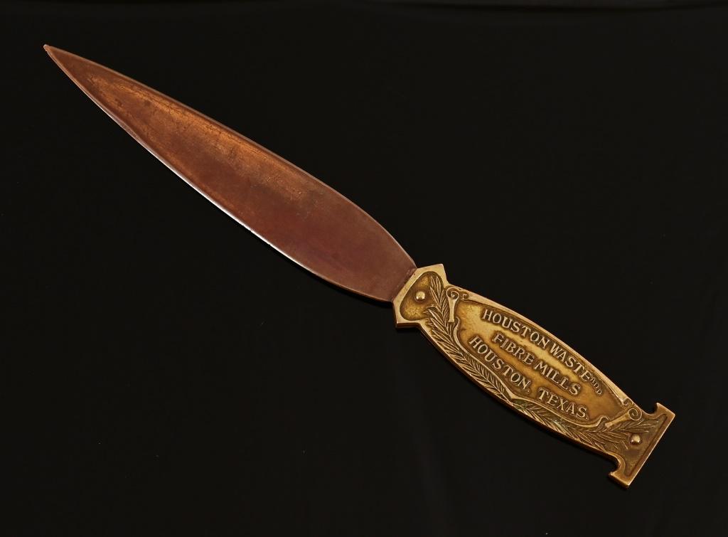 Vintage Copper Letter Opener Houston Texas Auction