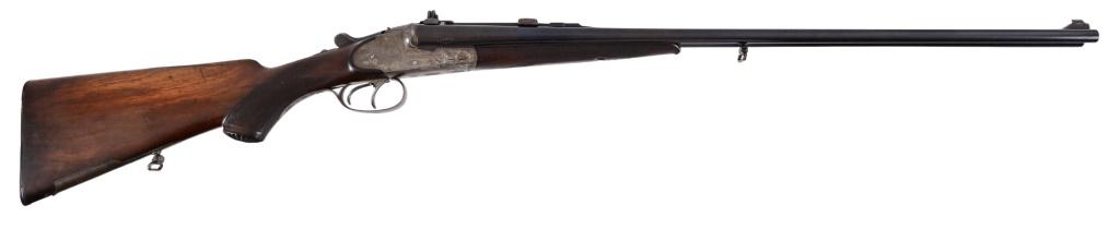 Thieme & Schlegelmilch Double Rifle 9.3mm Nimrod: S/N 30406. German, Nimrod locks. Engraved receiver, double 26" rifled barrels. Barrels marked 118/35 which translates to 9.3mm. Working condition with decent bores. Modern.