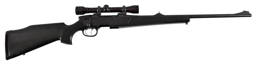 Steyr Mannlicher-M Bolt Action .270 Rifle: S/N 171845. Mannlicher-M model, 24" barrel. Double set triggers. Missing magazine. Redfield 4x scope. Modern.