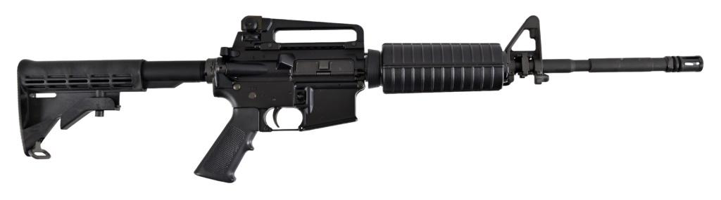 Colt M4 Semi-Auto Carbine 5.56mm: S/N LE160794. Barrel measures 16" and fitted with flash suppressor.
