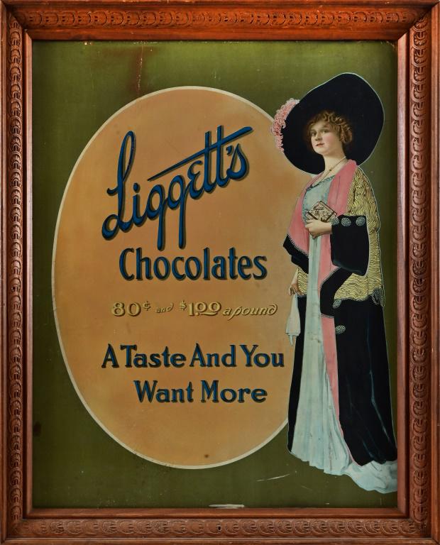 Liggett's Chocolate Gibson Girl Ad Framed: Frame measures 25" x 31"