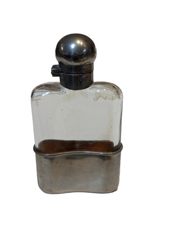 Antique Hip Pocket Flask: 4-1/2" x 2-1/2" x 3/4".