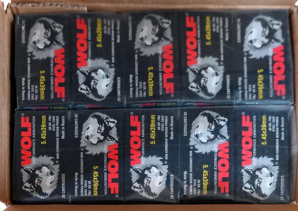 1,000 Rounds Wolf 5.45x39mm: Manufactured in Ukraine, 60 gr. FMJ Steel Case.