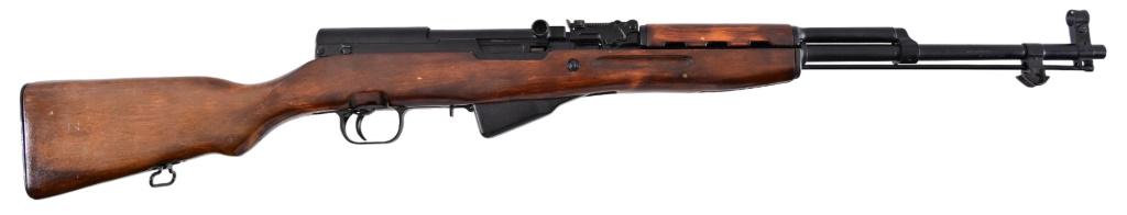 Tula Russian SKS Semi-Auto 7.62Ã—39mm: S/N KA1089, receiver stamped 1953. Numbers matching stock, magazine, bolt and receiver. Very good arsenal condition, 20" barrel. Retains cleaning kit in butt-stock