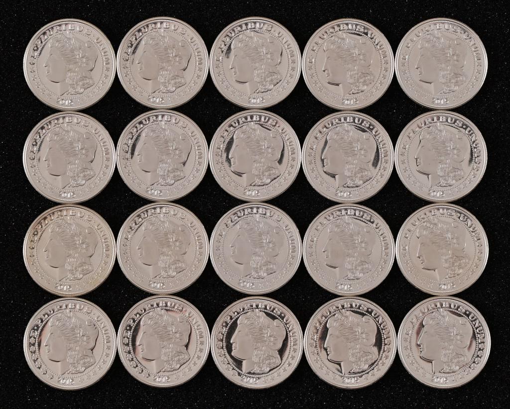 Twenty Count 2015 1 Oz. Morgan Silver Round: .999 Fine Silver