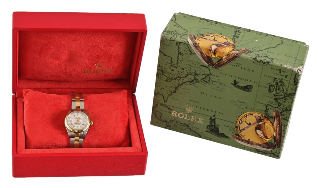 Ladies Rolex Oyster Perpetual Datejust: Comes with factory box.