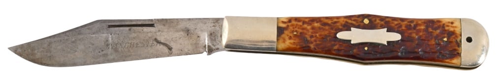 Winchester Hunter Coke Bottle Folding Knife #1920: WINCHESTER TRADE MARK U.S.A. (1919-1942)-- #1920 Jigged bone handle