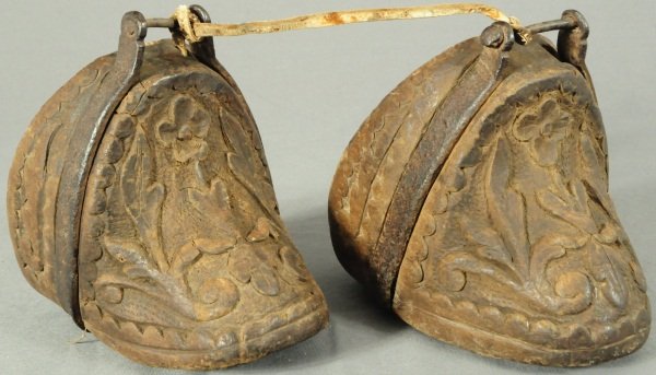 Antique Hand Carved Wooden Stirrups: Approx. 8" L.