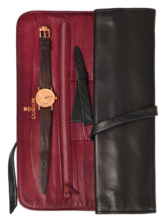 1881 Liberty Coin Bezel Corum Watch: Comes with extra Corum leather watch band and Corum leather jewelry pouch.