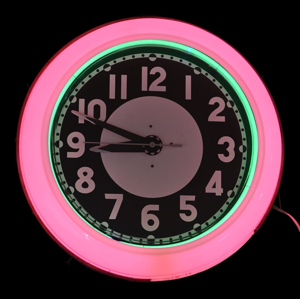 Large Vintage Neon Clock Auction