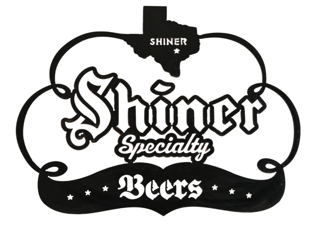 Shiner Beer Logo Metal Sign: Heavy gauge steel, measures 30" x 38"