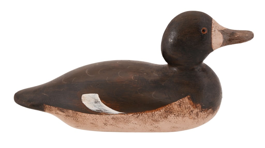 Mason Wood Duck Decoy: Solid. 5" x 6 1/2" x 13". Mason Factory, Detroit, Michigan.