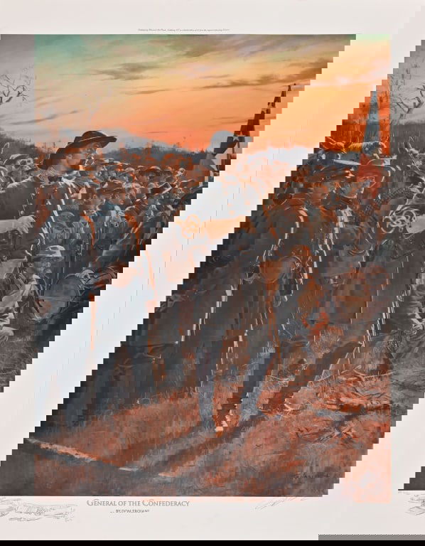 Don Troiani Print "General Of The Confederacy": Signed Civil War print, limited edition No. AP 6/50. Print measures 24 1/2" x 31 1/2".