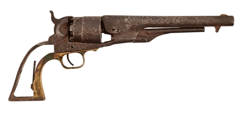 Texas-Recovered Relic Colt 1860 Army Revolver: Texas-Recovered Relic Colt Army Revolver. .44 caliber, six shot. 8” barrel. No remaining serial number. Wedge #3352. Excavated from Confederate “Camp Dixie” (local name) on private prope