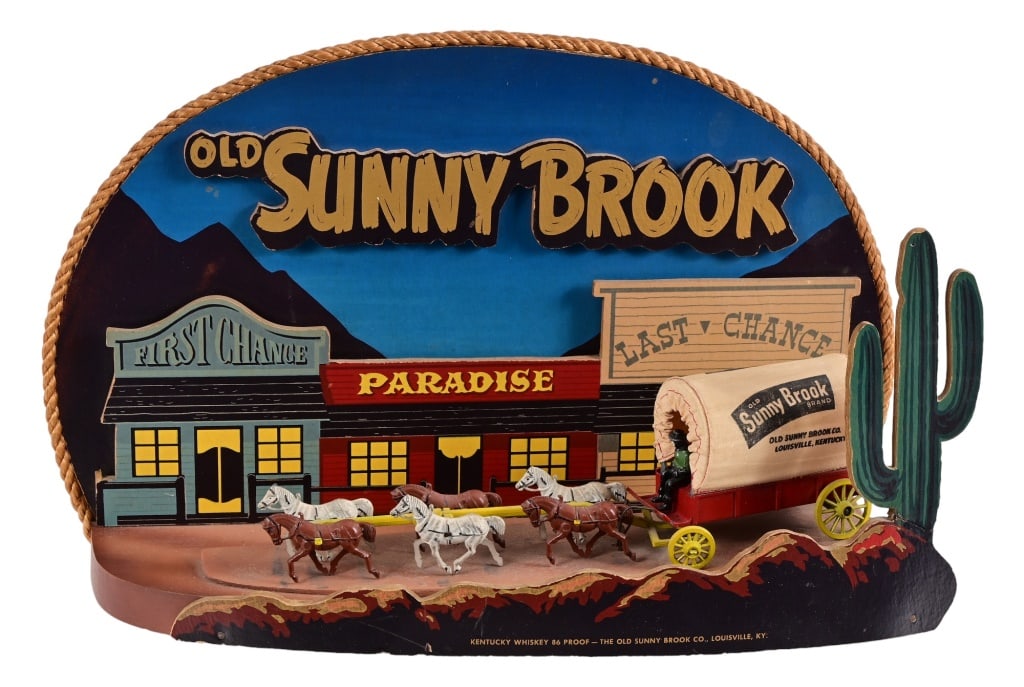 Old Sunny Brook Whiskey Counter Top Display: 10" x 15.75" x 5.25".