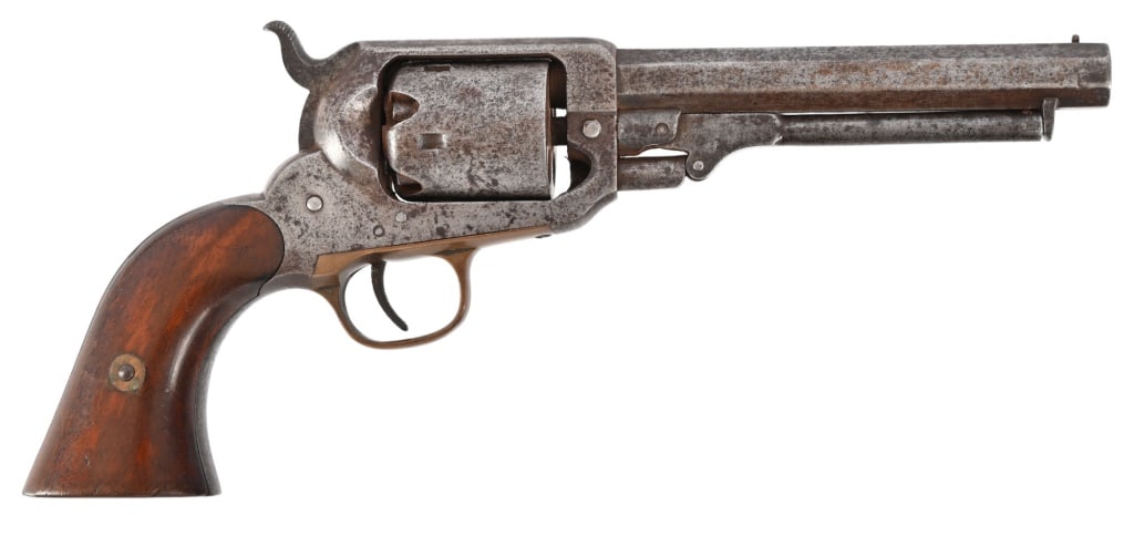 Eli Whitney Revolver: Appears original. .31 cal, working action. 5" barrel. SN A1156 on barrel. Antique