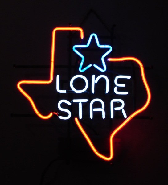 Lone Star Neon Sign: Working condition, all original. Measures 20" x 20".