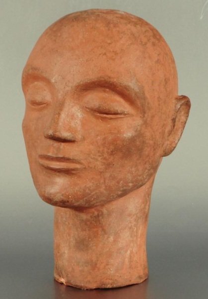 Sewer Tile Pottery Folk Art Head: 10-1/2" H.