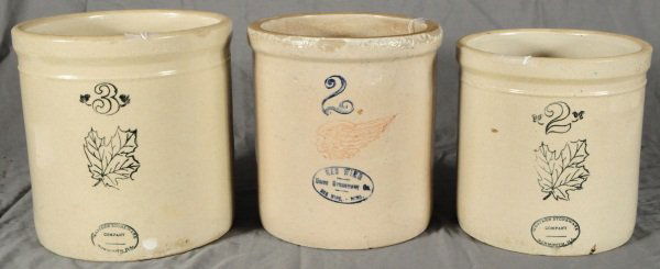 3 Crocks Western & Red Wing: Tallest is 10-3/4" H.