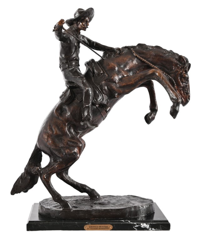 Frederic Remington "Bronco Buster" Bronze: 12" x 20" x 24"