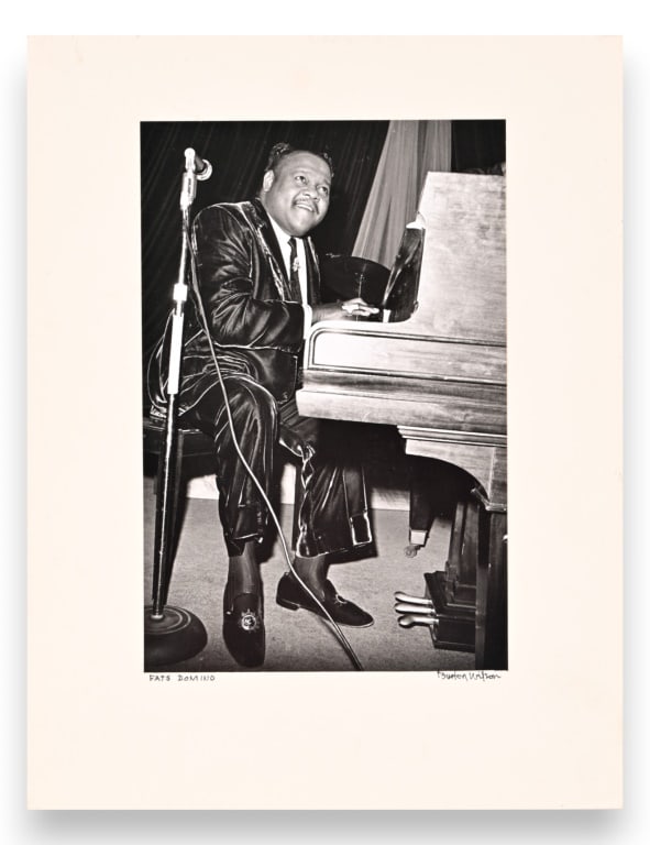 Fats Domino Photograph By Burton Wilson: AWHQ Fats Domino photo signed by Burton Wilson. Photo Measures 6 5/8" x 10".