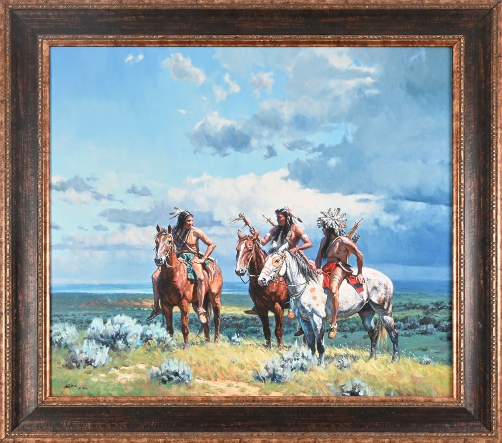 Martin Grelle Limited Edition Framed Giclee Print: Print measures 35" x 38". Framed 43.75" x 46.75".
