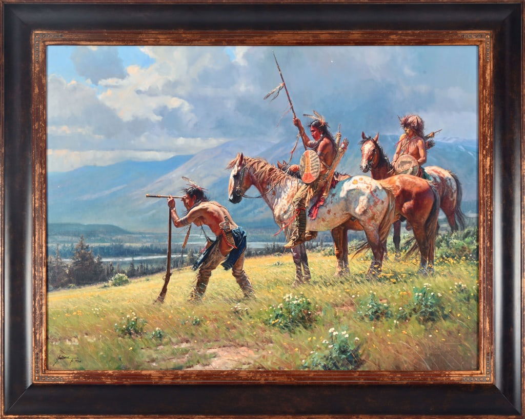 Martin Grelle Limited Edition Framed Giclee Print: Limited edition giclee canvas print, 42/125, signed lower left by Martin Grelle. Frame measures 39" x 49"
