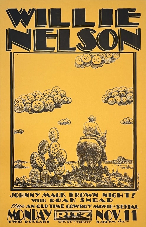 Willie Nelson Austin Concert Poster Jim Franklin (1 of 1)