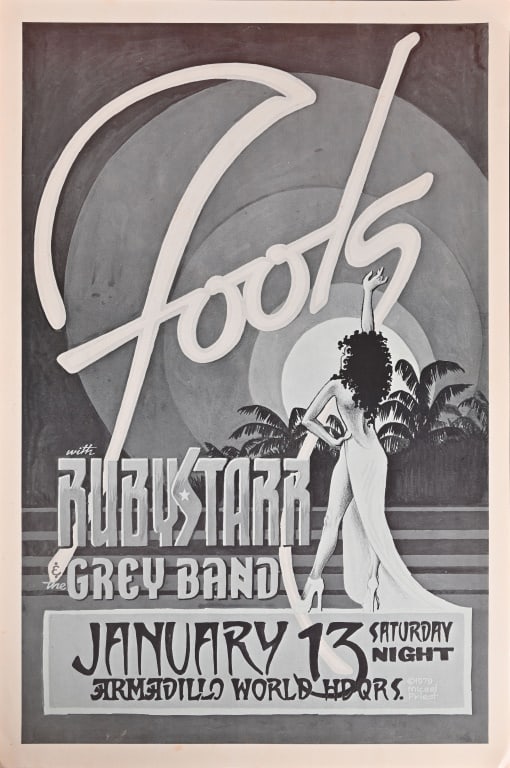 Armadillo World HQ Fools Poster Micael Priest 1979 (1 of 1)