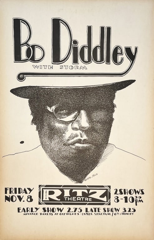 Ritz Theatre Bo Diddley Poster Jim Franklin 1974 (1 of 1)