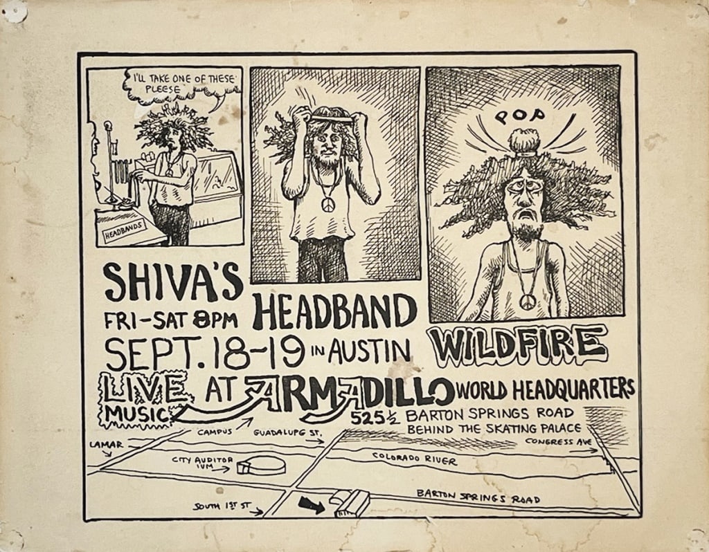 Armadillo World HQ Shiva's Headband Jim Franklin: Original Jim Franklin handbill from the personal collection of the artist Rick Turner.