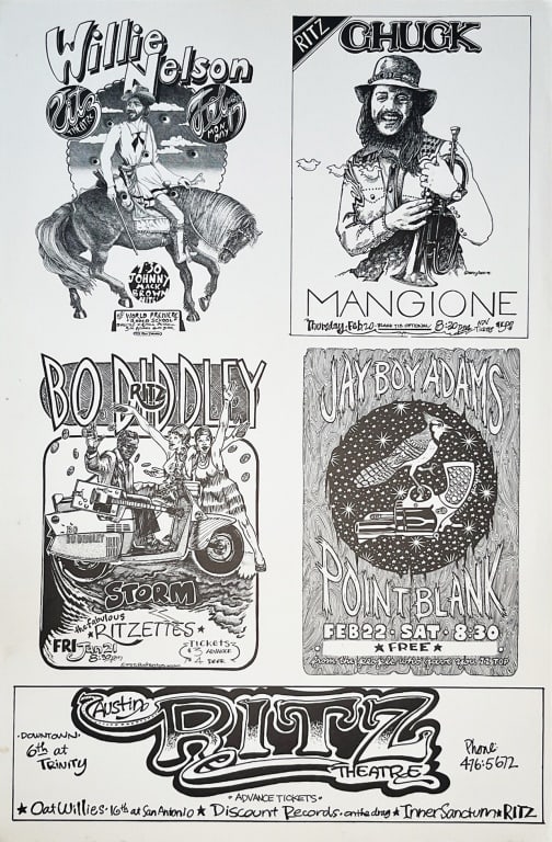 Ritz Theatre Willie Nelson / Bo Diddley Poster '75 (1 of 1)